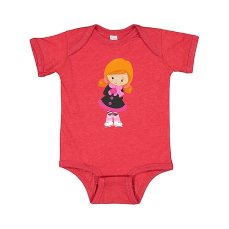 

Inktastic Ice Skating Girl Cute Girl Orange Hair Scarf Gift Baby Girl Bodysuit