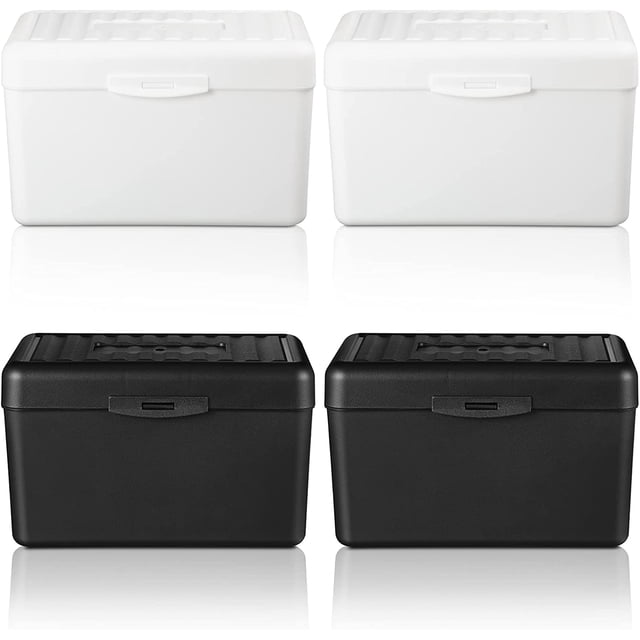 4 Pieces Index Card Box Flash Card Holder Notecard Box Index Card Organizer Flashcards for Recipes Filing Notes, Addresses and Recipes (Red, Yellow, White, Green)-Black, White,Black, White