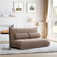 thumbnail image 2 of Sofa Bed Adjustable Folding Futon Sofa Video Gaming Sofa Lounge Sofa with Two Pillows, Modern Couch Living Room, Design-Compact Couch Bed, Light Brown, 2 of 7