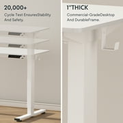 FitStand 55x28 Home Office Height Adjustable Standing Desk with Hooks, Ergonomic Electric Stand Up Computer Desk, White