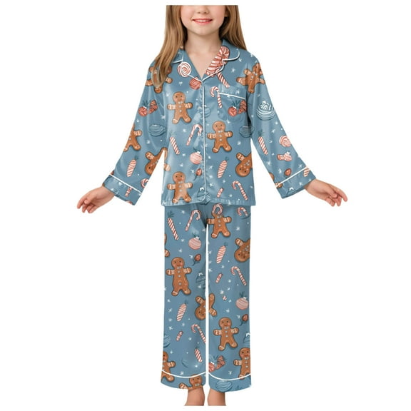 Gubotare Christmas Gifts for Girls Boy's Pajama Set - 2 Piece Boys Coat Style Matching PJs, Kids Button Down Pajamas Size 9-10 (Navy,9-10 Years)