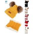 thumbnail image 3 of Deago Infant Toddler Winter Hat Scarf Set for Baby Girl Knitted Warm Fleece Lined Skiing Cap Lovely Pompom Kids Beanie 6-36 Months (Yellow), 3 of 8