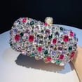 thumbnail image 6 of Womens Evening Clutch Purse Handbag Heavy Beaded Embroidered Evening Bag with Rhinestones,Silver, 6 of 19