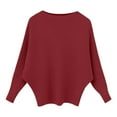 thumbnail image 4 of Yuanlong Womens Sweaters Loose Fit Batwing Sleeve Boat Neck Knit Sweater Fall Winter Steetwear Solid Color Pullover Tops, 4 of 4