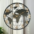 thumbnail image 2 of 24" Oversized Vintage Globe Wall Clock - 2cm Thickened Metal Frame, Silent Non-Ticking World Map Decor (Industrial/Retro Style) for Living Room, Office & Bedroom | Home Decoration, 2 of 11