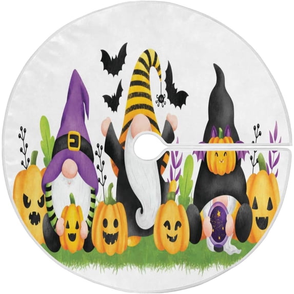 FMSHPON Halloween Gnome Xmas Christmas Tree Skirt Stand Mat for Holiday Party Decoration Indoor Outdoor 48 inches