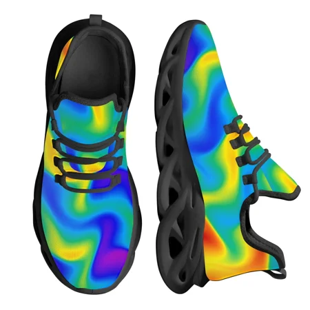 

Fashion Black Psychedelic Kintted Breathable Men s Sneakers Light Lace Up Shoes Mesh Kintting Shoes Customized
