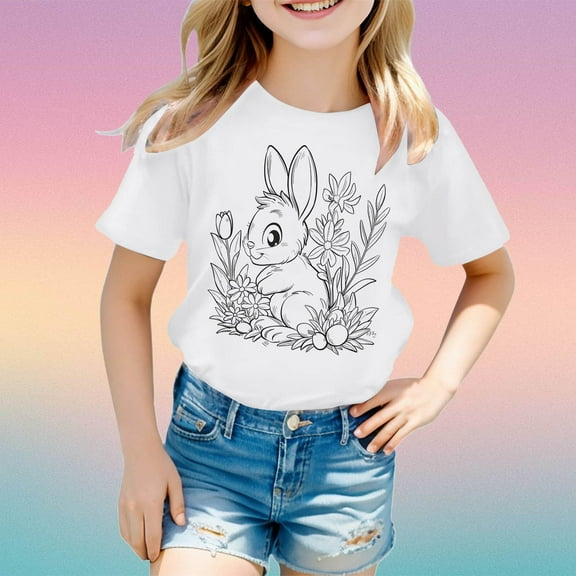 SNKSDGM Girls Cute Tops for Girls 10-12 Bows Birthday Girl Shirt 8 Long Sleeve Children's Diy Printed T Shirt Casual and Comfortable Top for Boys and Girls 6-7 Years