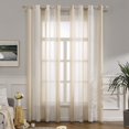 thumbnail image 1 of 2 Pcs de Rideaux en Tulle / Filé / Transparent / Perforé en Polyester de Haute Qualité, Couleur : Beige + Blanc, Taille : 132x214cm, 1 of 7