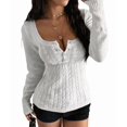 thumbnail image 2 of Women'S Boat Neck Cable Knit Sweater, Long Sleeve Off Shoulder Ribbed Slim Fit Pullover Tops Cute Fall Outfits Gray L, 2 of 7