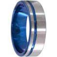 thumbnail image 3 of 8mm Flat Titanium Ring with One Off-Centered Groove Anodized in Blue, 3 of 4