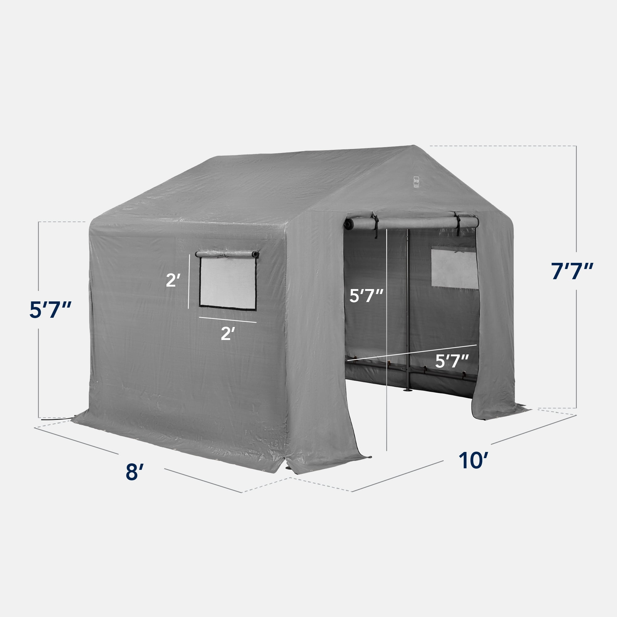Best Choice Products 10x8ft Outdoor Fabric Storage Shed, Steel Frame, Dual Roll-Up Zipper Doors, Window - Gray