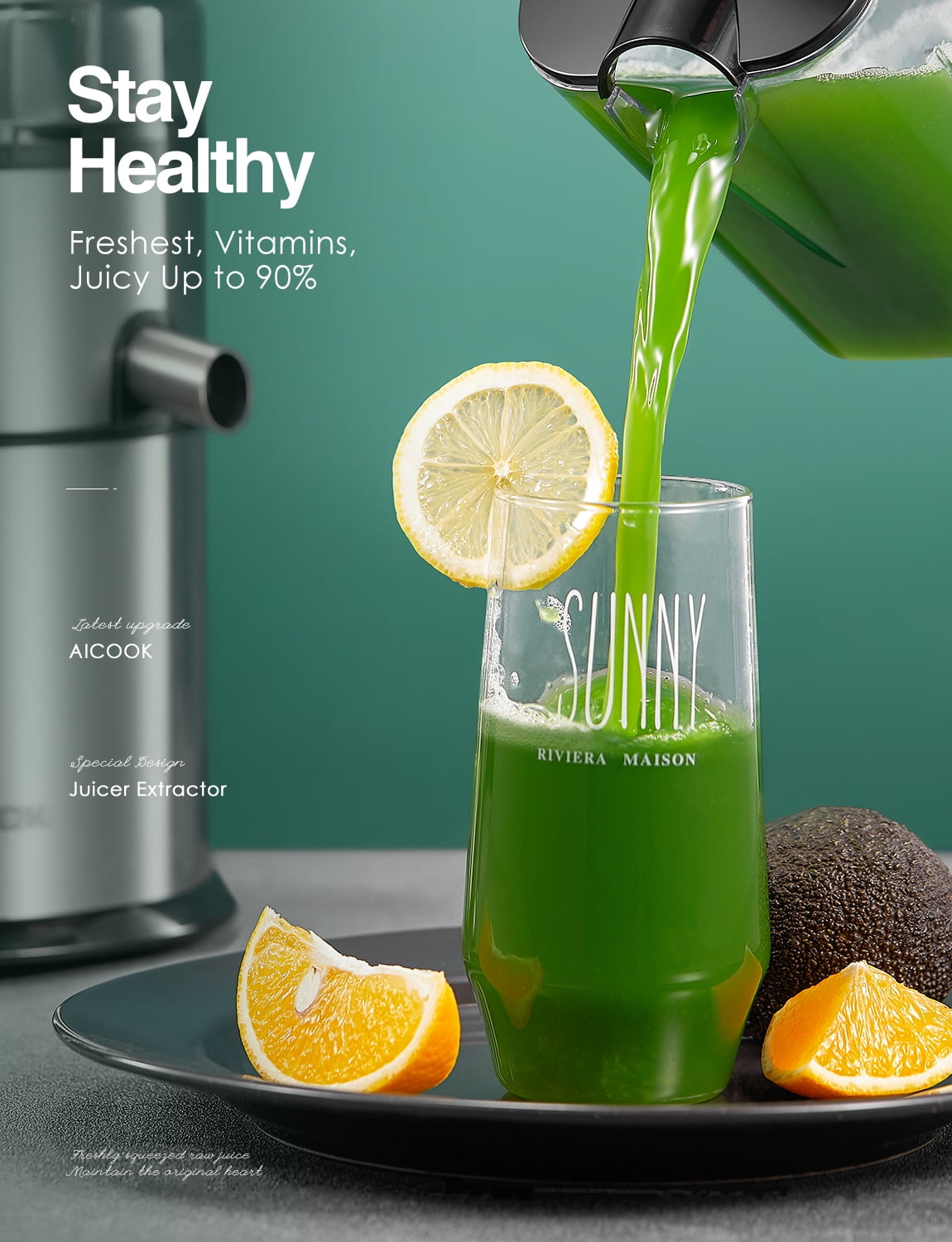 AICOOK Juicer Machines 800W, 5-Speed Touch Screen, 3.1'' Big Mouth, Easy to Clean, Quiet Motor, Non-Slip Feet, BPA-Free