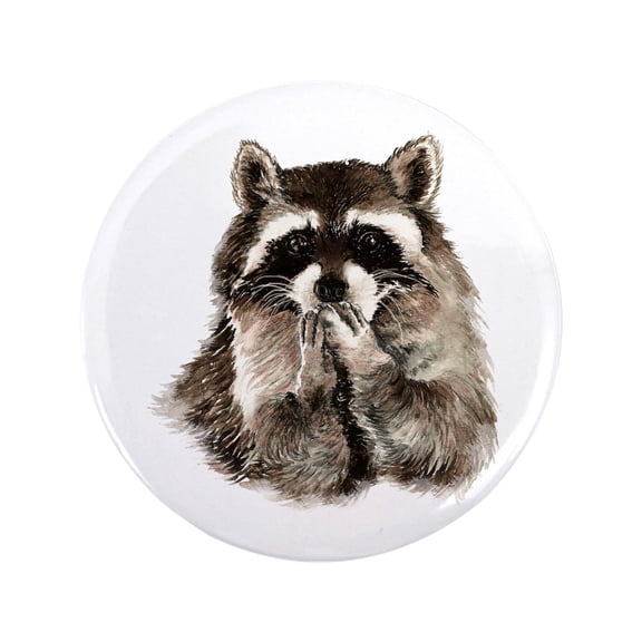 CafePress - Cute Humorous Watercolor Raccoon Blowing A Kiss 3. - 3.5" Button