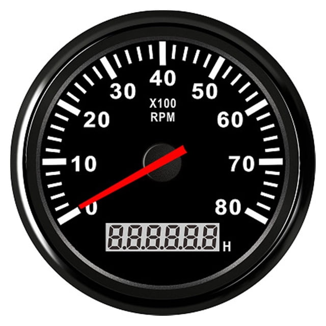 85mm Car Boat Tacho Sensor Marine Tacho Meter with LCD Hourmeter 3000 4000 6000 8000 RPM Boat Tachometer 12V/24V Red Backlight ,Wide Applicability