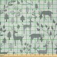 thumbnail image 2 of Ambesonne Christmas Fabric by the Yard Microfiber, Deer in the Winter Forest, 2 Yards, Dust Grey Pale Taupe, 2 of 2