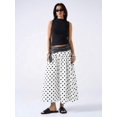 thumbnail image 6 of White Polka Dot A-Line Midi Skirt For Women, Flowing Cotton Skirt With Elastic Waistband, 6 of 8