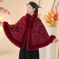 thumbnail image 2 of Cavosen Shawl Wraps for Women Sequins Fleece Elegant Soft Thicken Open Front Scarves Oversized Fall Everyday Wear, 2 of 3