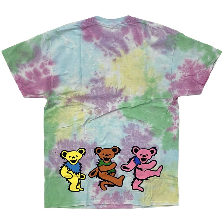 Grateful Dead Unisex Officially Licensed Dancing Bear Tie Dye Tee T-Shirt (Small/Medium, Multi Tie Dye)