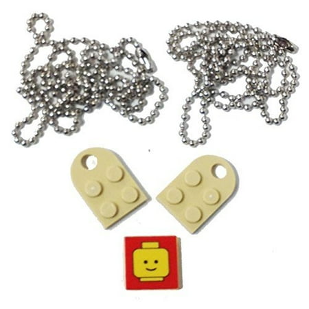 Iron Decorative Chain (Lego Valentine Heart Necklace/Keychain Bundle Kit (2) Tan Modified 3 x 2 Plates with Hole (1) Decorative Tile (2) 24