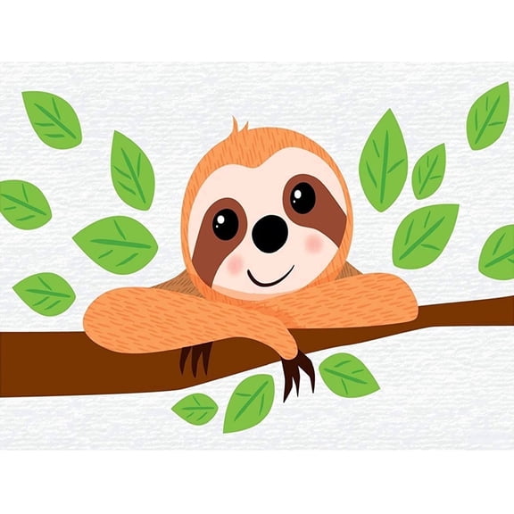Sloth Let's Hang Edible Image Icing Cake Topper for Quarter Sheet Cake, by TNCT