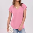 thumbnail image 4 of Liquidation! Hauts Grande Taille pour Femmes, Blouse à Manches Courtes d'Été pour Femmes, Blouse Décontractée à Manches Courtes Unie Col en V pour Femmes, 4 of 5