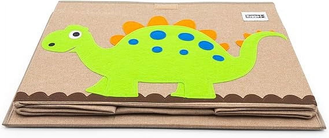 HYGGE + Animial Toy Storage Bin with Lid 20.8" x 13" x 13" Durable fabric & lightweight design. Great for storing toys, books, linens, games, clothing, baby products & more! (Dinosaur)