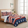 thumbnail image 5 of Twin XL Quilt Set 68''x98'', 4th of July Lightweight Bedspread Coverlet with 2 Pillow Shams, Independence Day Patriotic Red Striped Blue Star Breathable All Season Quilt Bedding for Dorm/Guest Room, 5 of 9