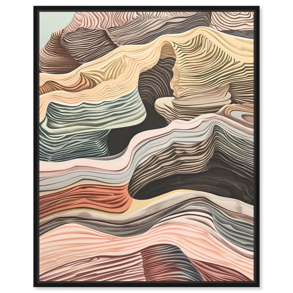 Coyote Tan Boho Abstract Wall Art Canvas Wall Art by Art Remedy, Black Floater Frame, 17" x 21"