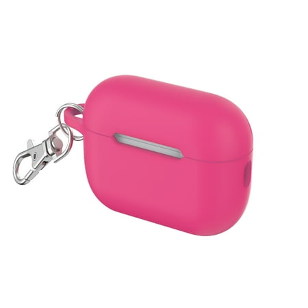 onn. Silicone Charging Case Cover with Keychain Clip for Apple AirPods Pro (1st and 2nd generation) - Hyper Pink