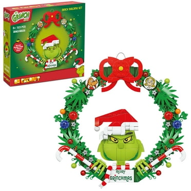 Brickcraft Grinch Wreath Brick Building Kit (523- Plastic Piece Set), Limited Edition Collectible, Christmas Décor, Hanging Decoration, Toy Gift Idea for Boys and Girls Ages 8 Years Old and up