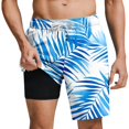 thumbnail image 1 of Wo-Fusoul Beach Shorts for Men, Hawaiian Style Casual Printed Drawstring Shorts with Pockets and Inner Lining, Colorful L, 1 of 7