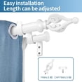 thumbnail image 2 of Urbanest Adjustable Double Curtain Rod Set Portia Flat Button Finials – 1″ Front & 3/4″ Back Rod With Glossy White Rod, 84–120 Inches, 2 of 6