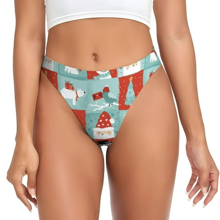 Naloa Warm Christmas Memories Seamless Women Underwear Thongs No Show Ladies Thong  Panties Undies for Women-Medium