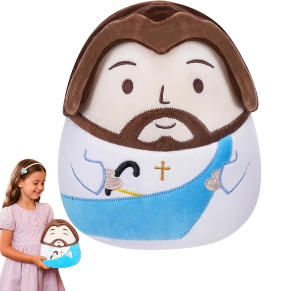 Gfplyw Jesus Plush Pillow - Religious Gift & Christian Stuffed Toy with Cross Embroidery, Inspirational Comfort for Prayer, Christmas,Easter, First Communion, Baptism
