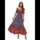 thumbnail image 1 of Vestido Informal, Fluido, con Estampado Floral Bohemio, Hombros Descubiertos, para Mujer (Verano 2025) Fondo Azul M, 1 of 10