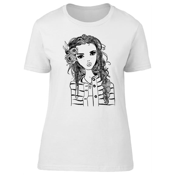 Cute Floral Fashion Lady T-Shirt Women -Image by Shutterstock, Female Small