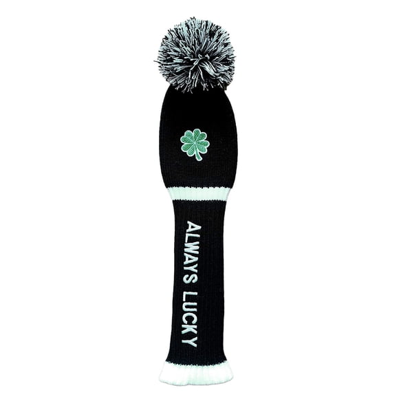 LOXASUM Golf Club Head Covers Driver Wood Set 1 3 5 Funny Knitted St. Patricks Day Gift Original Clover Embroidered Always Lucky 460cc POM POM (#1 Driver)