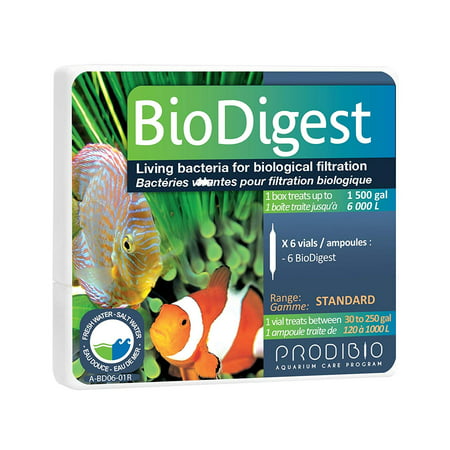 Bio Digest, Nitrifying Bacteria, Fresh and Salt Water, 6/1 mL vials, 30 gal and up, Available in Standard Range 1 vial up to 50 gal/15 days; Pro.., By (Best Bio Media For Saltwater)