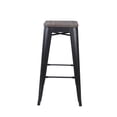 thumbnail image 3 of GIA Design Group 30 Inch Bar Height Backless Metal Stools with Wood Seat, Black, Set of 2, 3 of 7