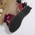 thumbnail image 4 of Sandals Women Women's Fashionable Casual Summer Flower Decoration Pearl Bowknot Open-Toe Round Head Flat Sandals Wine 37, 4 of 9