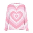 thumbnail image 2 of Girls Kids Basic Long Sleeve Round Neck T-Shirt Stretch School Tee Top Kids Love Heart Print Tee Cute Casual Loose Pullover Fall Winter Tops, 2 of 4