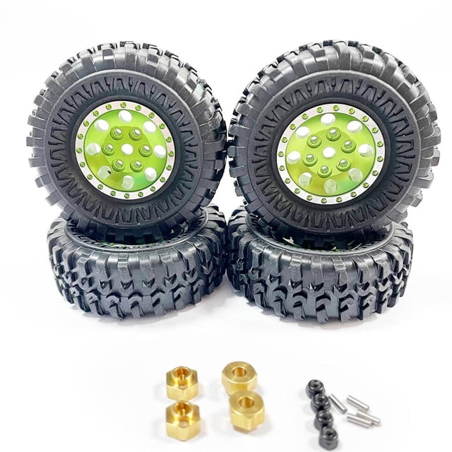Vogacara RCGOFFLOW 4x llantas de plástico duraderas, llantas para ruedas de control remoto 1/24, neumático Axial SCX24 RC, pieza de coche RC, Kits de construcción modelo Verde
