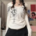 thumbnail image 4 of Women Y2k Fairy Grunge Top Shirt Long Sleeve Vintage Aesthetic Graphic T-Shirt Teen Girls Gothic Slim Fit Tees Tops, 4 of 5