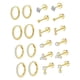 thumbnail image 5 of Juegos de aretes,Conjuntos de aretes para mujeres con múltiples perforaciones para niñas,Pendientes de aro con forma de botón,aretes con parte trasera plana,Pendientes apilados de acero Oro, 5 of 8