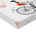 thumbnail image 2 of Ambesonne Valentine Fitted Sheet, Romantic Cyclist Girl, Full Size, Red Black White, 2 of 3
