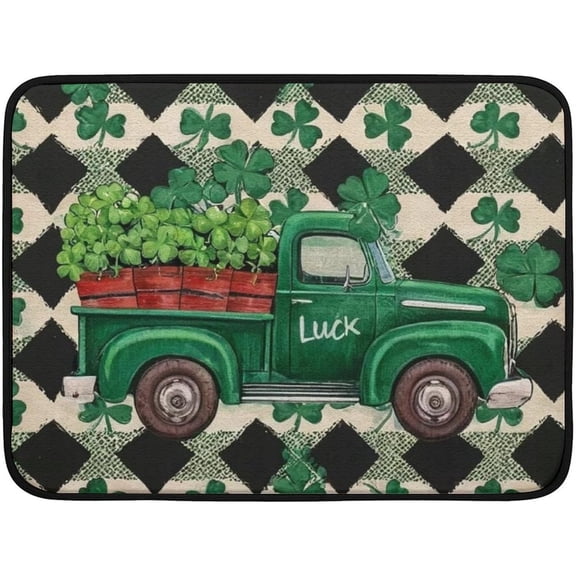 St. Patrick''s Day Dish Drying Mat for Kitchen Counter 18x24 Inch,Lucky Four-Leaf Clover Absorbent Dish Drainer Kitchen Counter,Large Size Dish Drying Pad for Countertops,Sinks,Draining Racks