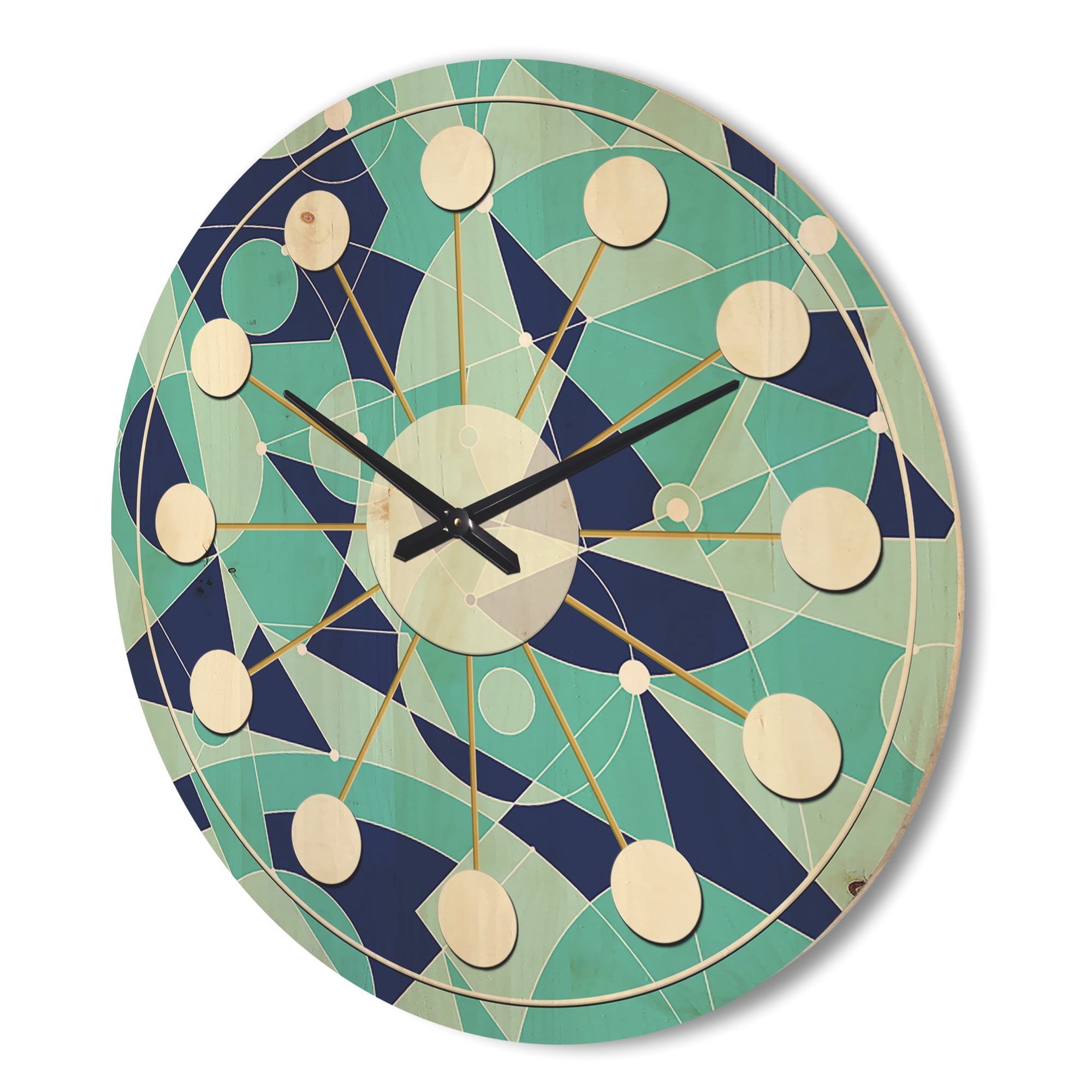 Designart 'Geometrical Retro Grid II' Mid-Century Modern Wood Wall Clock
