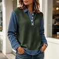 thumbnail image 6 of QATAINLAV Quarter Button Patchwork Shirts for Woman Long Sleeve Turn Down Collar Tops Going Out Travel Daily Wear, 6 of 10