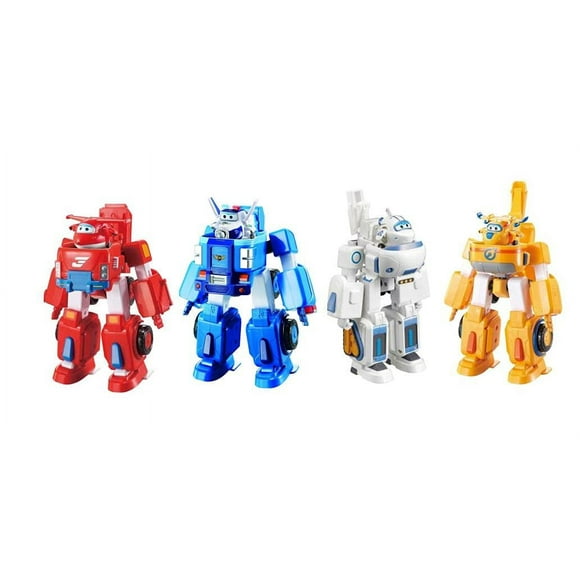 Super Wings - 7" Transforming 4-Pack - Jett, Donnie, Paul, and Astra | Airplane Toys Mini Figures Playset | Fun Preschool Toy Plane for 3 4 5 Year Old Boys and Girls | Birthday Gifts for Kids